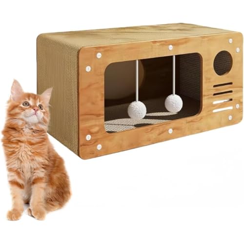 猫 爪とぎ 段ボール キャットハウス 猫用 つめとぎ ダンボールハウス 猫爪研ぎ 猫ベッド 通気 丈夫 ストレス解消 家具傷防止 ストレス解消 耐荷重20kg 組立簡単 猫おもちゃ (48*24*24cm(0-6kg用))