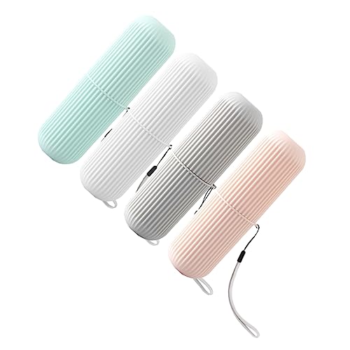 Ipetboom 4Pcs Portable Toothbrush Case Travel Toothbrush Holder Capsule Case for Storage Includes Grey for Travel and