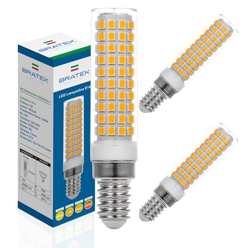 Bratek 2 Lampadine LED E14 Mais Luce Calda 3000K 7W 1055 Lumen - Lampadina Cappa Cucina E14 Led a Pannocchia Equivalente 80w a Incandescenza o 70w Alogena