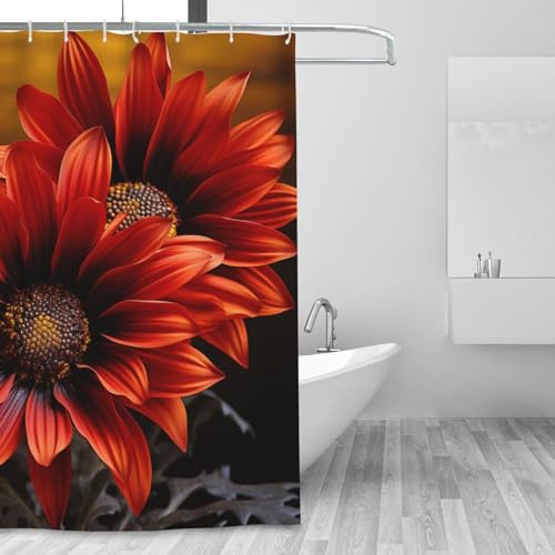 Rideau de douche imperméable et lavable avec imprimé tournesol