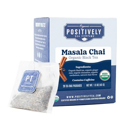 Image of Organic Positively Tea Company, Masala Chai Black Tea Bags, 20 Count