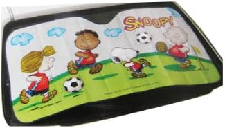 Folding Front Windshield Sunshade in Classic Peanuts Character Design - Snoopy at Soccer Practice