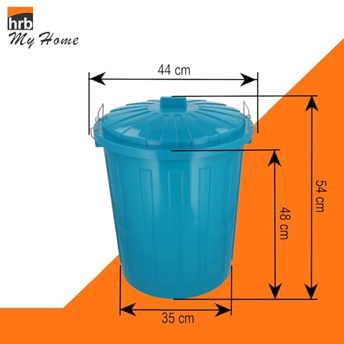 HRB Maxitonne 50 Liter Türkis, Tonne aus stabilem Hartplastik, abnehmbarer Deckel mit Verschlüssen, geeignet für Wäsche, Spielzeug oder als Mülleimer Küche