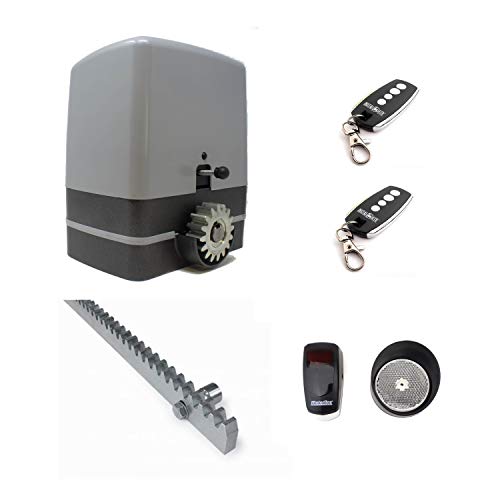 Kit completo profesional motor puerta corredera Carrera hasta 800Kg con 2 mandos a distancia, fotocélula de reflexión, y 4 metros de cremallera de acero. Gran calidad.