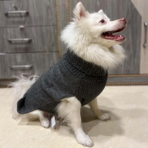 Image of Lulala Dog Sweater Turtleneck Knitwear for Large Dogs, Warm Cable Knit Autumn Coat, Cold Weather Pet Clothes for Boys and Girls (14-Inch, Light Grey)