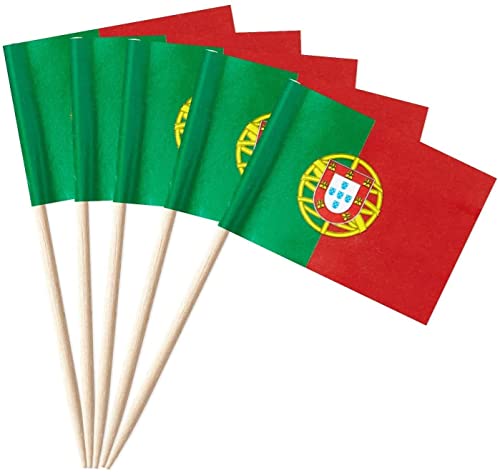 50 Stück * Flaggenpicker + Zahnstocher * für Party und Länderparty | Flag Picks Deko Dekoration Partydeko Fahne Flaggen Länder, Edition: Portugal