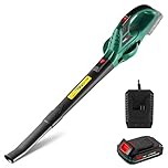 Leaf Blower Cordless - POSENPRO 20V Powerful Electric Leaf Blower with Battery and Charger, 2 Speed Modes, 2.0Ah Lightweight Battery Powered Leaf Blowers for Lawn Care, Patio, Dust, Blowing Leaves