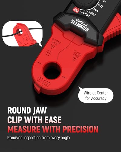 Image of KAIWEETS Digital Clamp Meter with Round Jaw, Automotive Multimeter, NCV, 2000 Counts, Amp Voltmeter, Accuratly Measure AC /DC Current & Volatge, Resistance, Diode, Capacitance, Continuity, Frequency