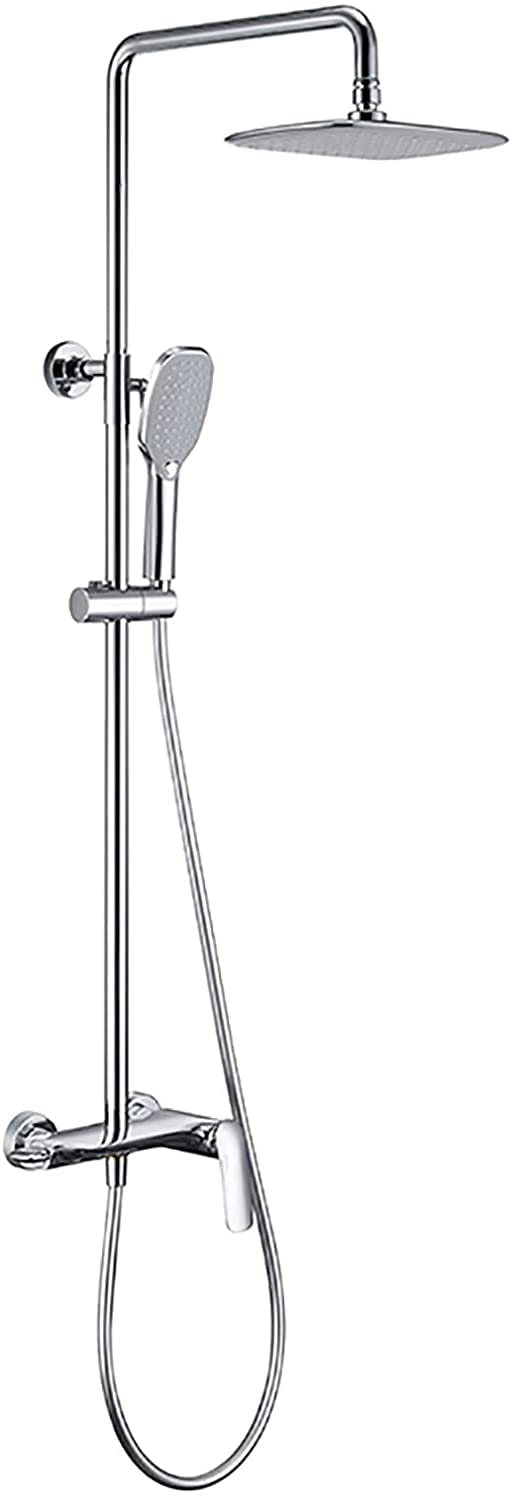 WXPGFEQ Shower System Wall Mounted Shower Faucet Set 10 Inches Shower Combo Set Single Handle Rain Mixer Combo Set with Hidden Tub Spout, Rain Shower Head, Handheld Shower Head,White