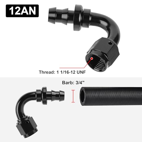 Image of EVIL ENERGY 12AN 120 Degree Push Lock Hose Fitting End Black