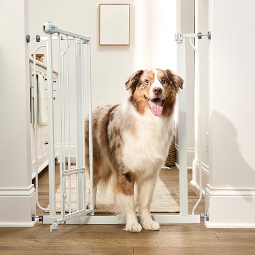 Carlson 36" Extra Tall Walk Through Dog Gate for Doorways & Bottom of Stairs, Metal Pet Gate with Small Pet Door, Expands 29.5”–36.5”, White - Image 6