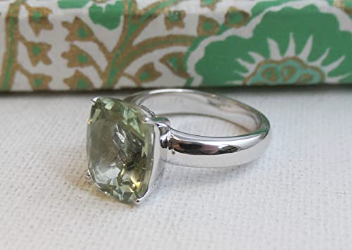 Bague en argent sterling avec améthyste verte ovale taille 54 - 5