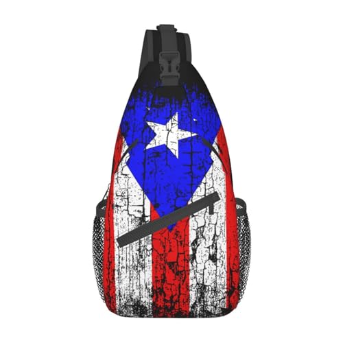 Vintage Puerto Rico Flag Sling Bag Chest Shoulder Backpack Crossbody Bags For Men Women