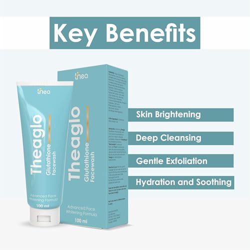 Image of Theaglo Glutathione Face Wash 100ml | Enriched with Niacinamide, Aloe Vera, Multani Mitti & Glycerin | Enhances Natural Radiance | Remove Dark Spots, Pigmentation, Aging & Tan | Whitening, Brightening & Glowing Skin