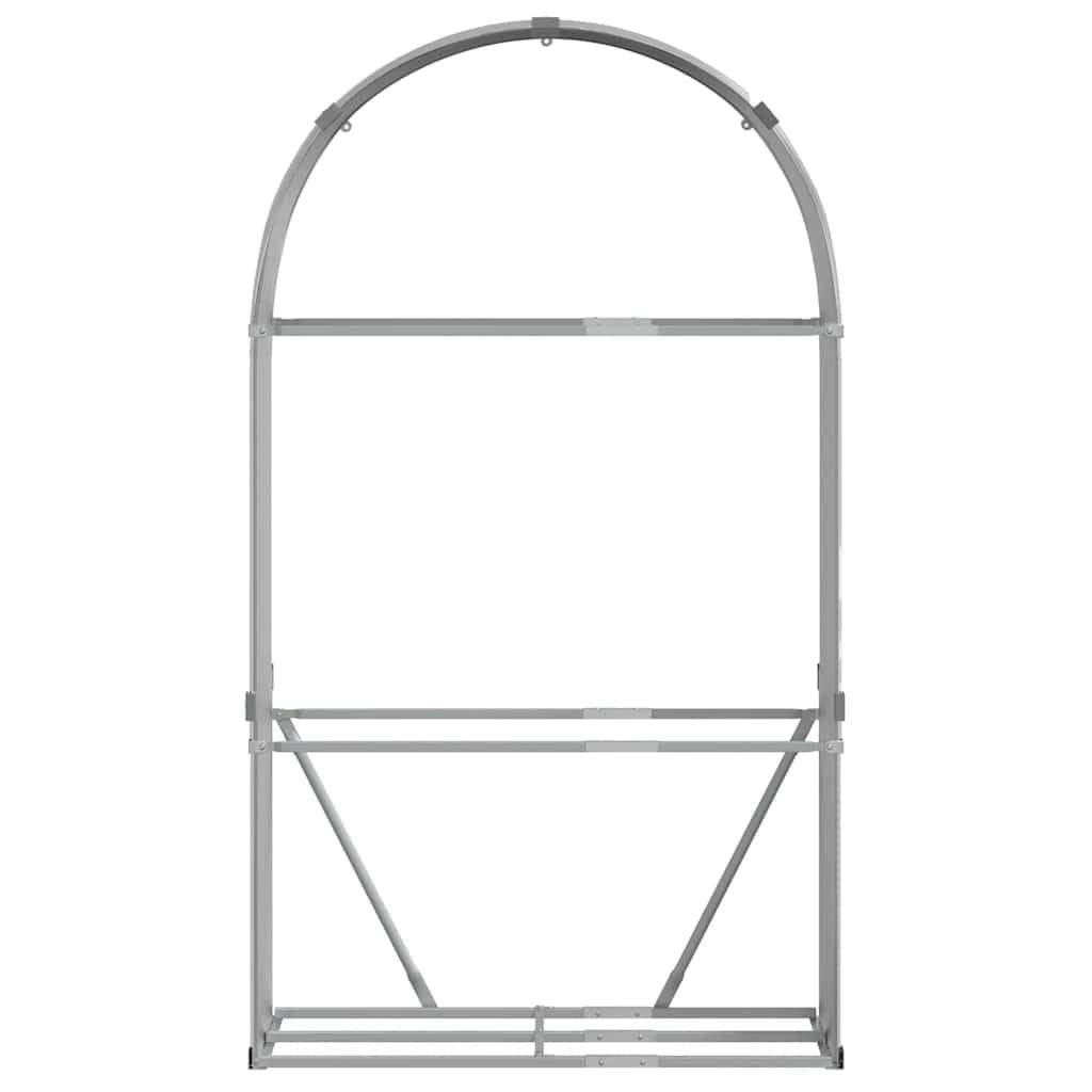 Fengshui Verzinkter Stahl Kaminholzunterstand 120x45x210 cm | Für Brennholz, Belüftung, 2 Wandhaken, Stahlblech, hellgrau