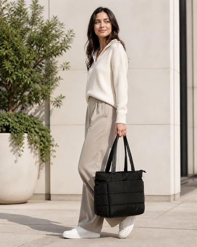 Image of Tressential Puffer Tote Bag for Women, Lightweight, 20L Capacity with 15.6 inch Laptop Compartment, Side Pockets, Office, College and Travel