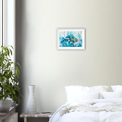 Poisson de mer bleu décoration murale pour habiller un mur blanc nu