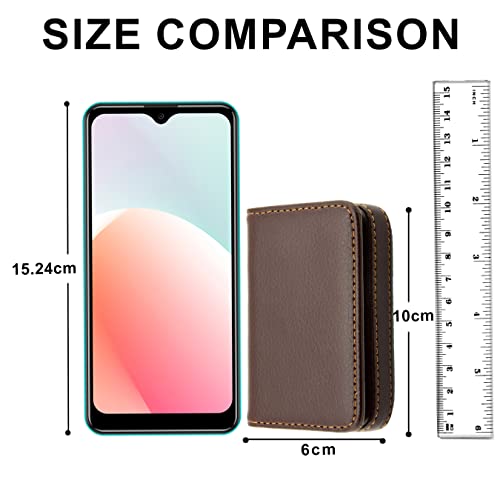 DAHSHA Pocket Sized Stitched PU Leather Credit Card Holder Visiting Business Card Case Wallet with Magnetic Shut for Men & Women (10 x 6 x 1.6 cm, Coffee Brown) 3 410mBhri1BL