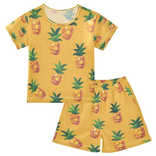 senya Short Sleeve Pajamas Sets Summer Cotton Sleepwear Painting Pineapple
