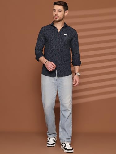 Image of Majestic Man Printed Pure Cotton Slim Fit Casual Shirt