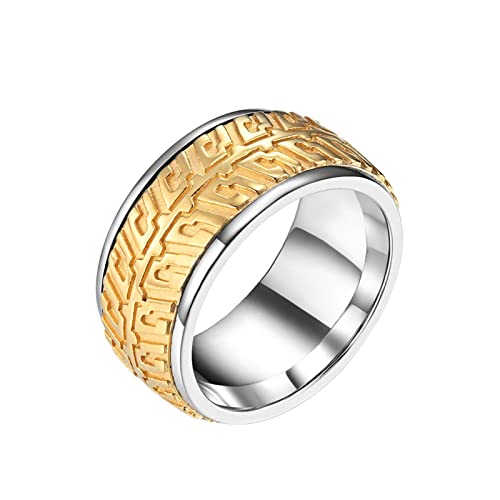 Grewod Anillo de Acero Inoxidable Hombre Forma del Neumático Oro Anillos de Fiesta Tamaño 25