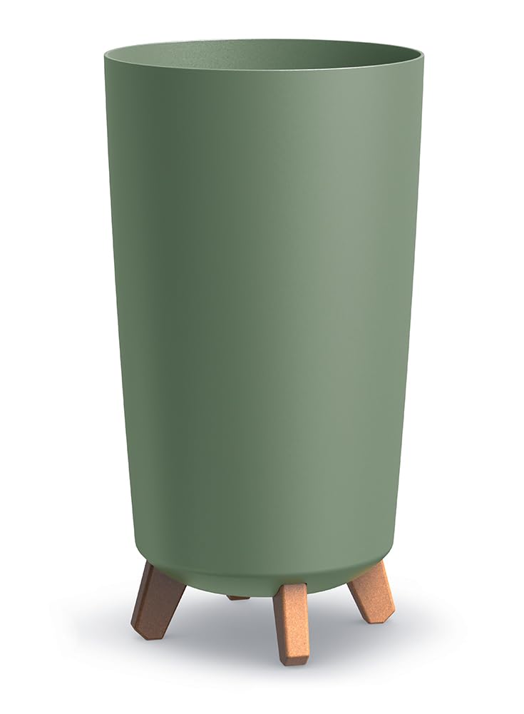 2 vasi da fiori rotondi, diametro 24 cm x 44,5 cm e diametro 30 cm x 28,5 cm, con 4 piedini, vasi per interni ed esterni, decorazione per casa e giardino, verde