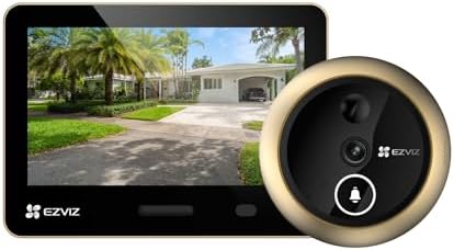 EZVIZ EP4 Gold 4K kabellose Video-Türklingel mit 5.5" Farb-Touchscreen | 5.5 Zoll Display, 7100mAh Akku, KI Personen/PIR Erkennung, 155° Weitwinkel, 2.4GHz WiFi Türspion Kamera, Oh