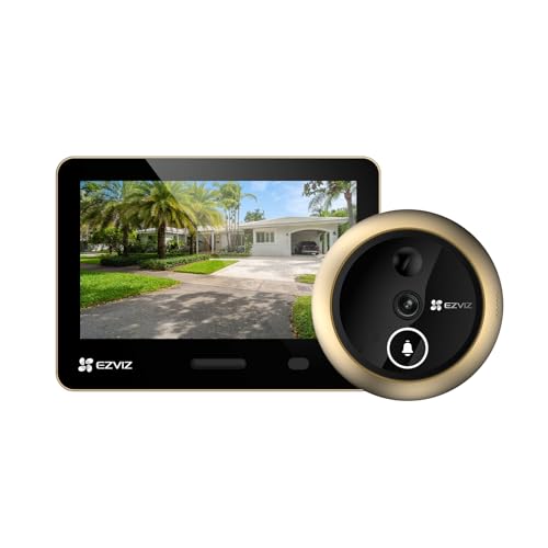 EZVIZ EP4 Mirilla Digital WiFi 4K para Puerta,Pantalla Táctil a Color de 5,5',Videotimbre Inalámbrico,Reconocimiento Facial IA,7100 mAh,Detección PIR,Audio Bidireccional,Privacidad Protegida,Dorada