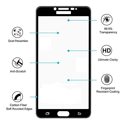 Image of Screen Protector for Samsung Galaxy A7 (2016) | A710 (Black) Tempered Glass Edge-to-Edge 6D Screen Guard With Installation Kit
