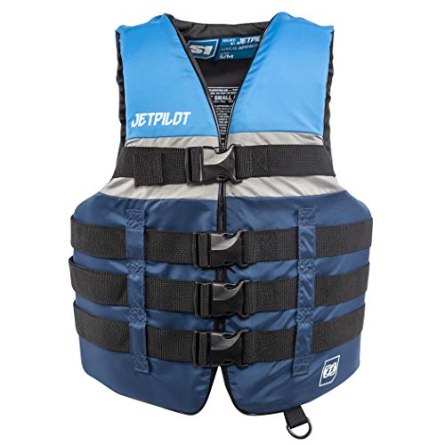 JetPilot S1 Nylon CGA Vest- L/XL-Blue Adult Water Life Jacket Vest for Extreme Sports Boat Kayak Paddling Use and Safety Sports Vests for Men and Women