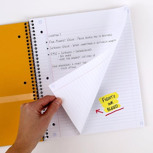 Image of Five Star Spiral Notebook Plus Study App, 1 Subject, College Ruled Paper, 100 Sheets, 8-1 /2 inch x 11 inch, School, Black (72057)