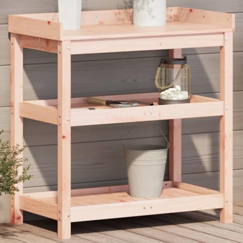 Mesa para macetas con estantes de 82,5 x 45 x 86,5 cm, madera maciza Douglas