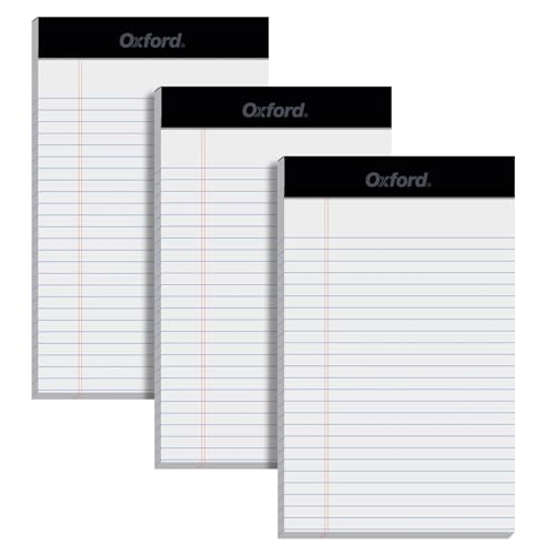 Oxford 5 x 8 Inch Legal Pads, 3 Pack, Narrow Ruled on Both Sides,...