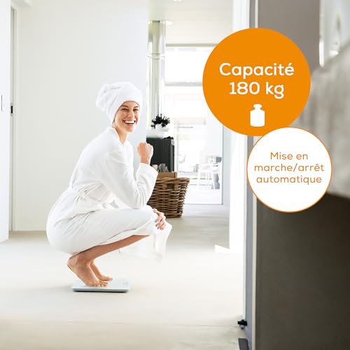 Beurer GS 225 white pèse-personne numérique en verre/personne, avec écran Magic et affichage Dot-Matrix