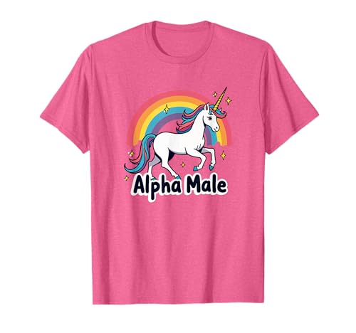 Alpha Male Rainbow Unicorn Weird Alpha Male Meme Pink Camiseta