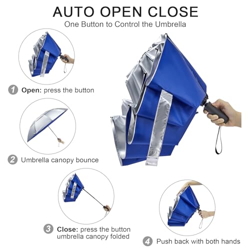 Image of G4Free 62 Inch Large Golf Umbrella Compact Reverse Travel Umbrella 10 Ribs Windproof for Rain Double Canopy Automatic Open Close