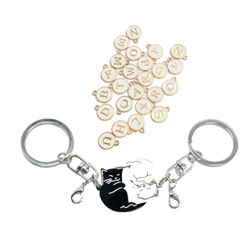 ステンレス鋼のカップルキーチェーン記念日の結婚式の贈り物や毎日の使用記念日のための愛らしい黒と白のデザイン