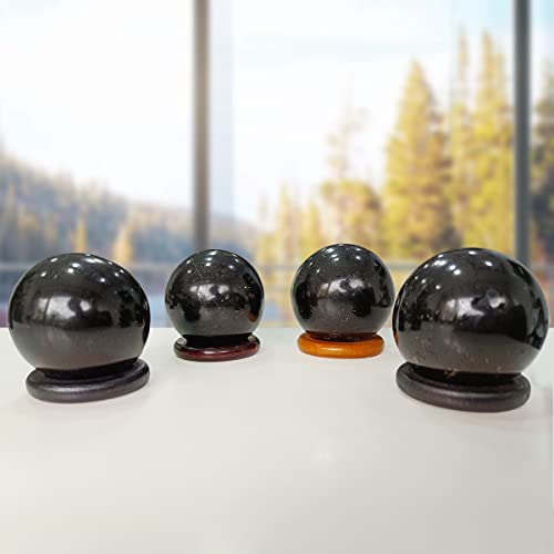 Image of Shubhanjali Feng Shui Black Tourmaline Crystal Sphere for Vastu 200-250 Gm Healing Gemstone Black Tourmaline Stones Ball for Meditation Focus Crysal at Home Dcor, Religious
