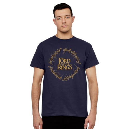 All+Every The Lord of The Rings Logo Ring Inscription Men's T-Shirt Navy Blue