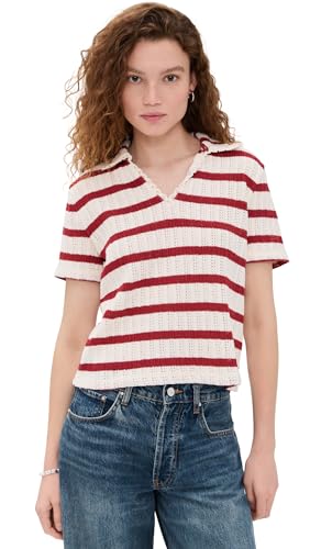 Madewell Women's Crochet Knit V Neck Sweater Tee
