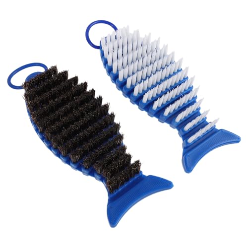 Angoily 2pcs Barbell Cleaning Brush Set Stiff Nylon and White Bristles, Sturdy Gym Equipment Cleaner for Weighted Bars and Dumbbells Maintenance