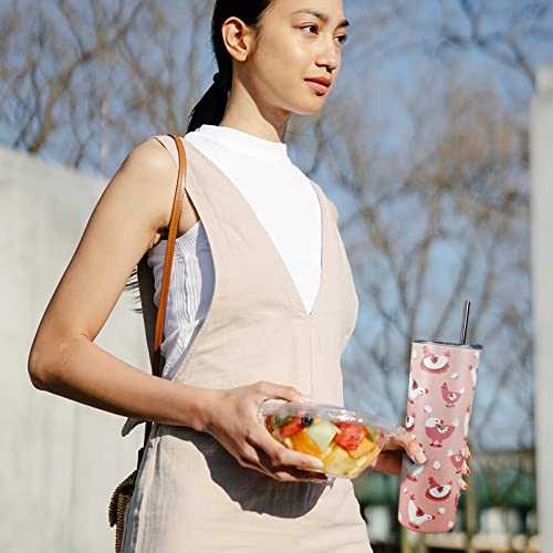 Chicken Tumbler With Lid And Straw- Chicken Gifts For Chicken Lovers Women Girls -Cute Hen Chicken Mug, Skinny Tumbler Cup-Pink Farm Animals Insulated Coffee Mug 20 Oz-Chicken Stuff, Decor-Mom Gifts #TOP5