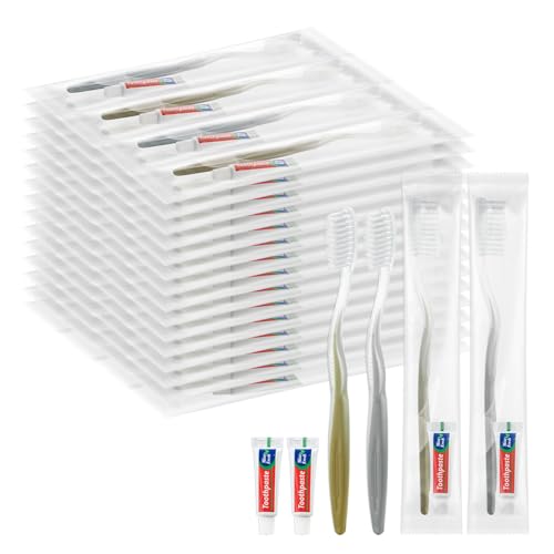 Cepillo de dientes de viaje con pasta incluido en pack de 100 para recibir invitados en el hogar