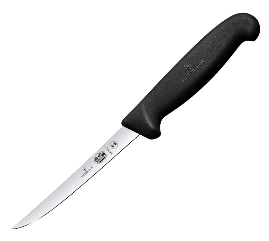 Victorinox 6" Boning Knife, Narrow Blade, Semi-flexible, Black Fibrox Handle 5.6203.15