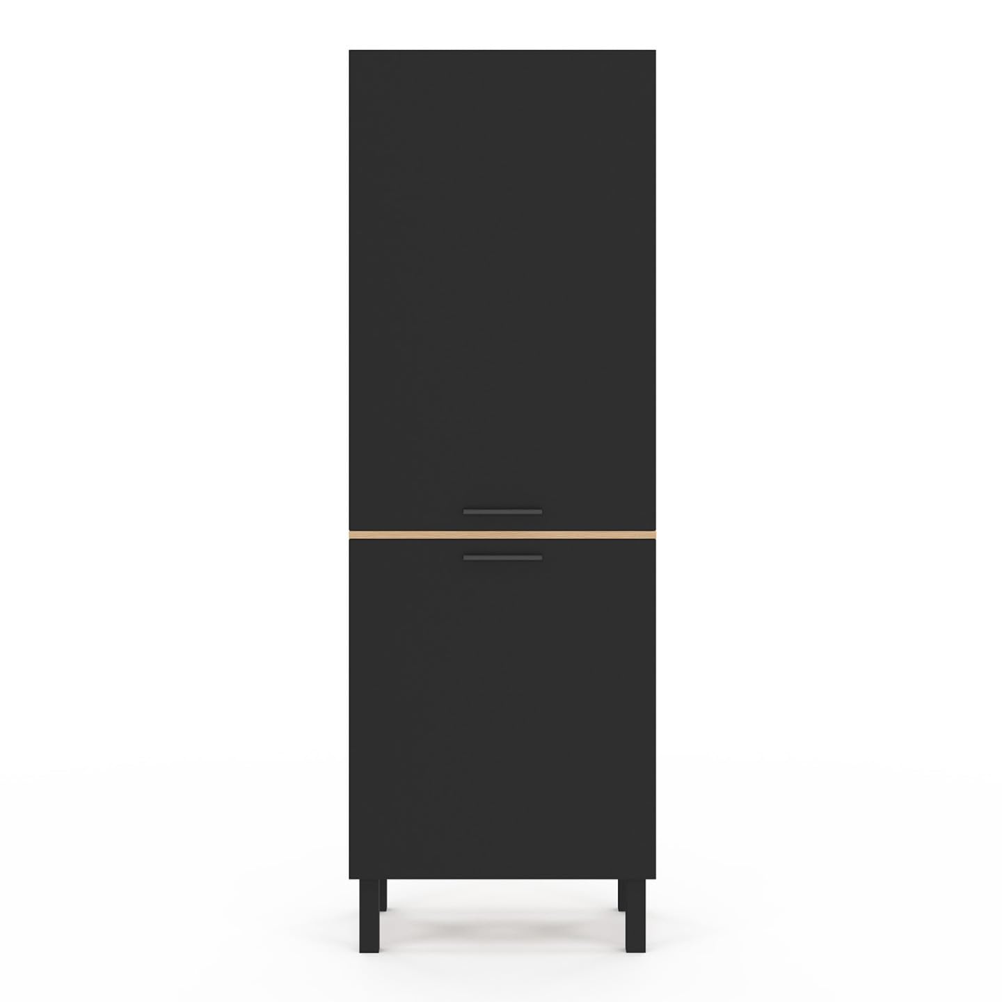 IDMarket - Colonne de Cuisine 60 cm CINA 2 Portes façon hêtre et Noir