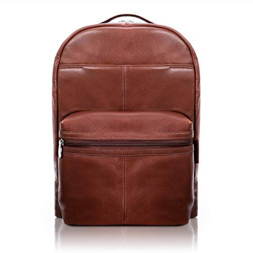 Mcklein, S Series, Parker, Pebble Grain Calfskin Leather, 15" Leather Dual Compartment Laptop Backpack, Brown (88554) #TOP5
