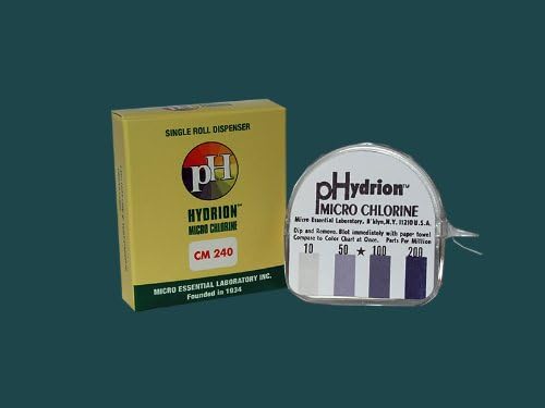 Hydrion CM-240 chlorine test paper, 15-ft roll, box of 10