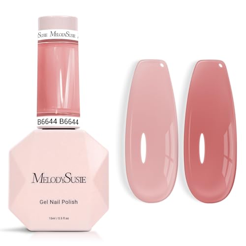 Image of MelodySusie Jeweliver Jelly Gel Nail Polish, 0.5Fl.oz Mauve Sheer Pink Gel Polish Soak Off UV LED Light Cure Gift for Women Manicure Nail Art DIY at Home B6644