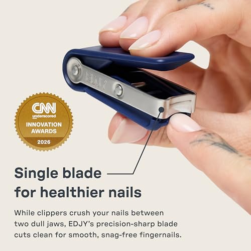 Image of EDJY Fingernail Cutter - Precision Stainless Steel Nail Cutter for Fingernails | Sharp Blade, Ergonomic Design, Durable & Rust-Resistant | Ideal for Men and Women | Navy | 2-Pack