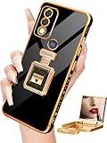 Buleens for Moto G Pure Phone Case with Metal Perfume Bottle Mirror Stand, Cute Women Girly Heart Ca